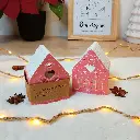 Photophore Maison pain d'épices rose et blanc