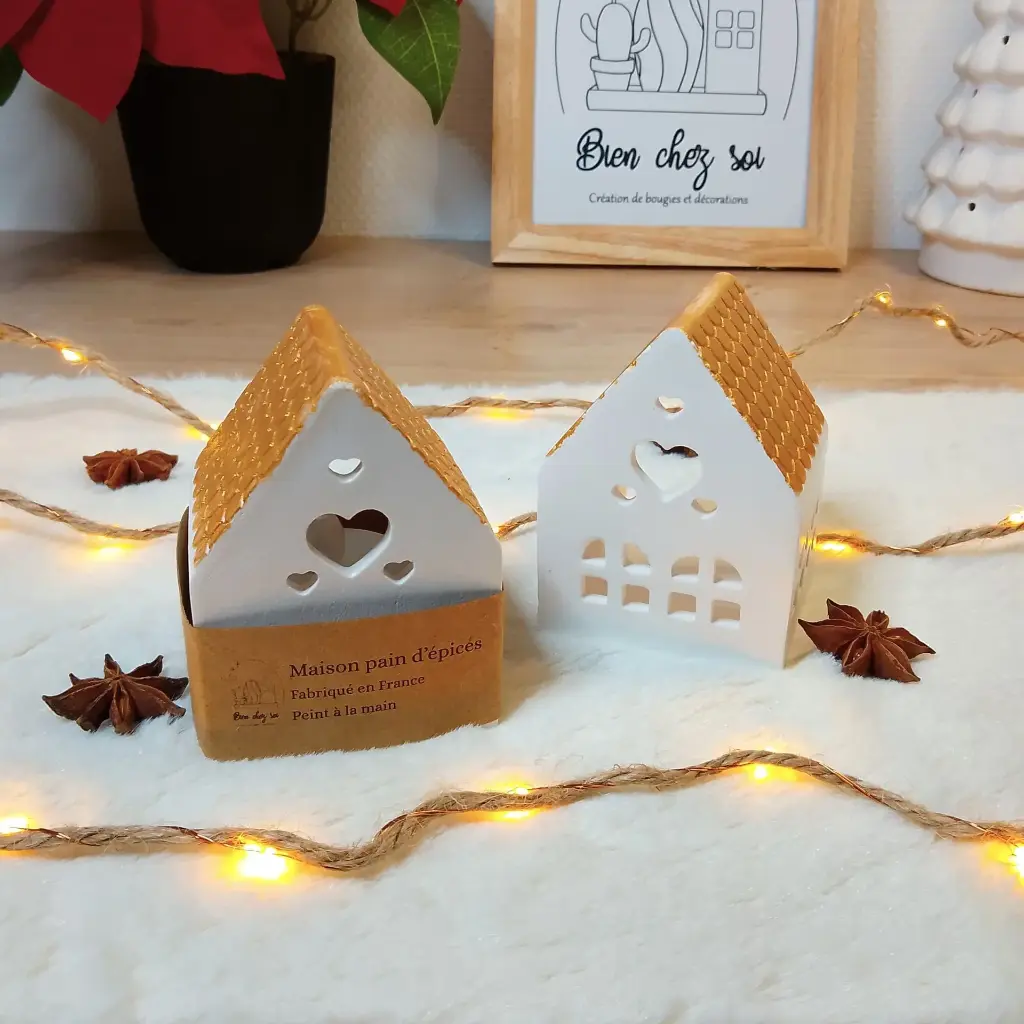 Photophore Maison pain d'épices or