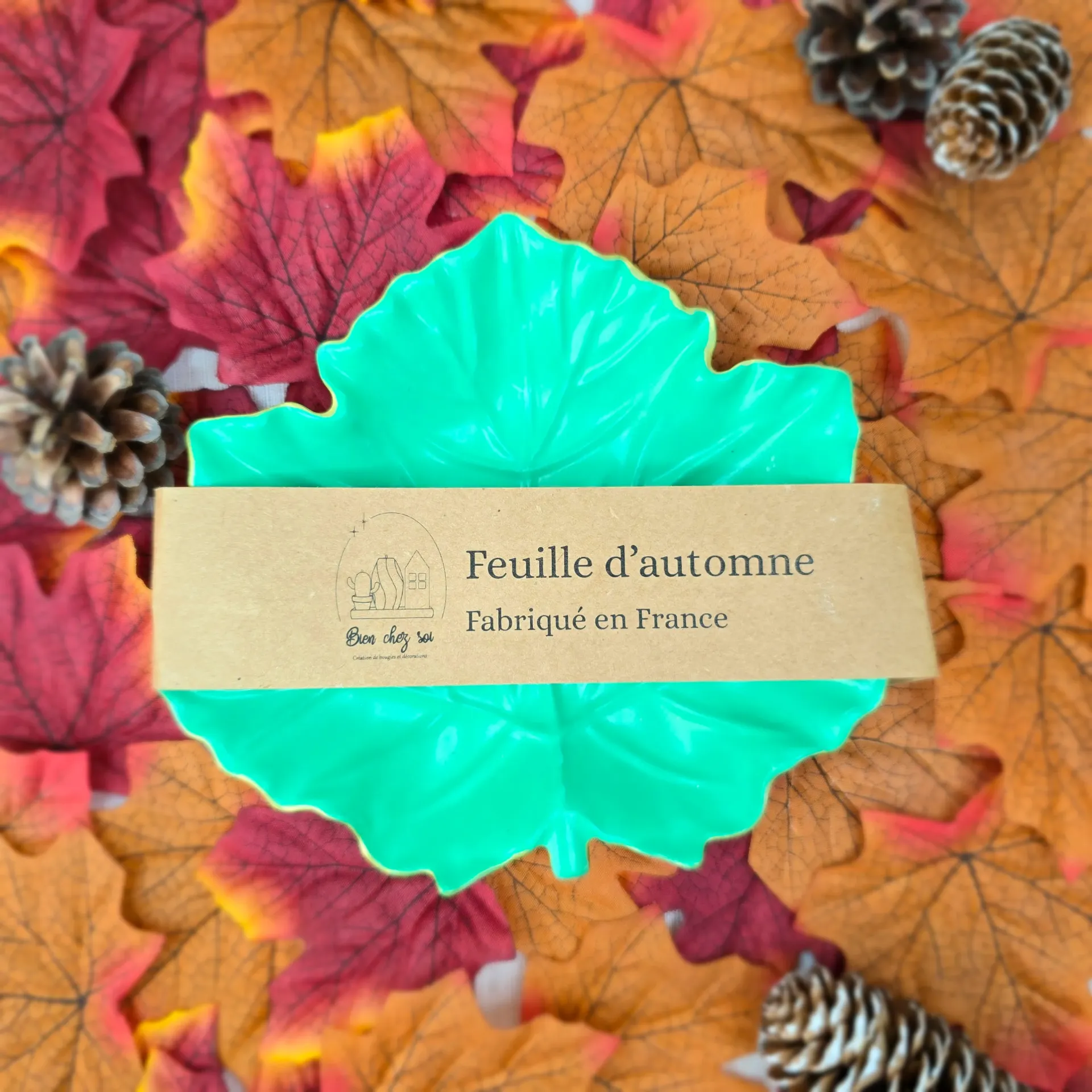 Vide poche Feuille d'automne vert et doré