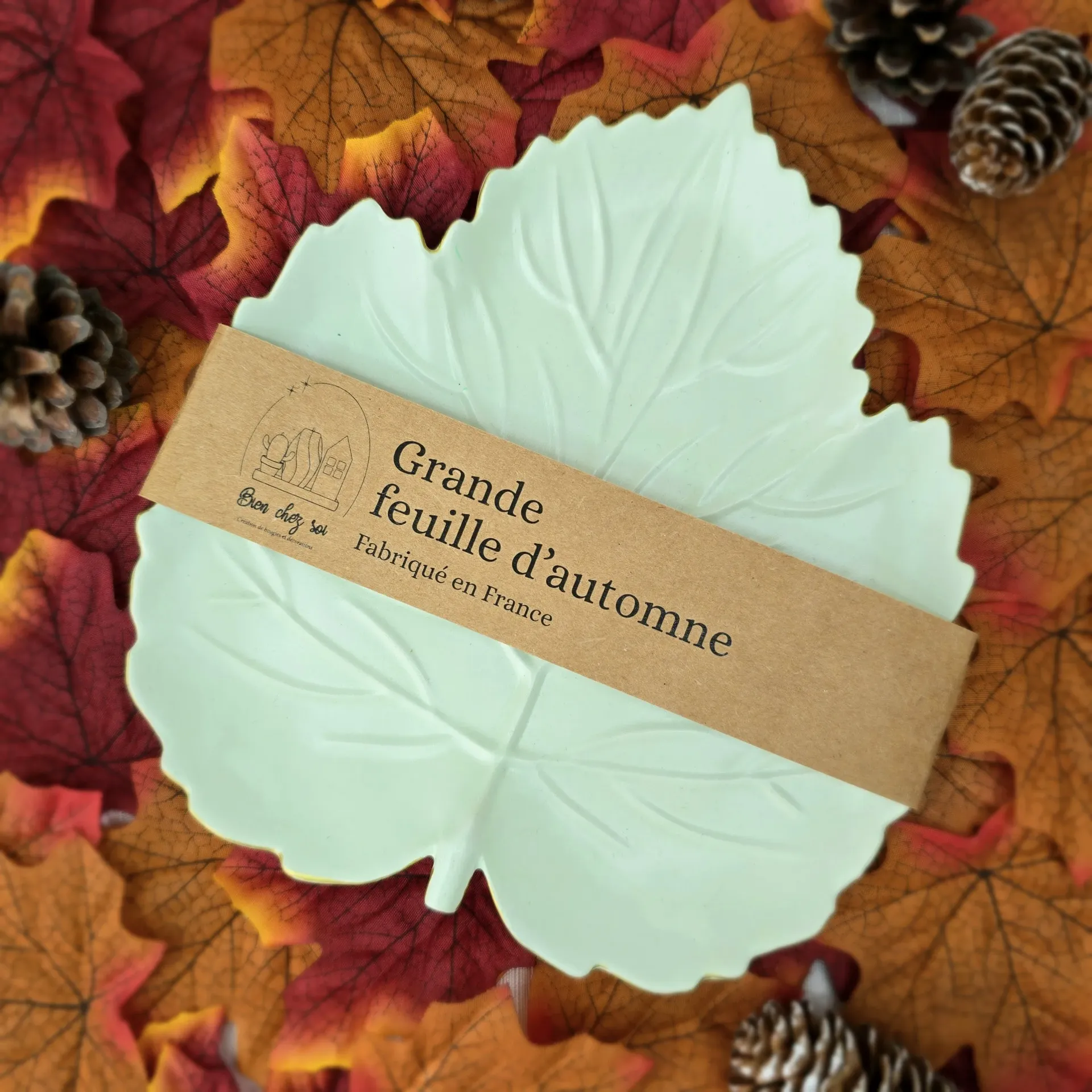 Vide poche Grande feuille d'automne vert et doré