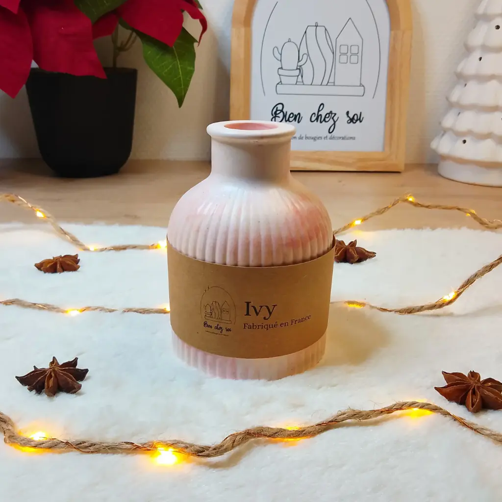 Vase Ivy marbré rose