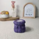 Bougie Macaron framboise violette tricot