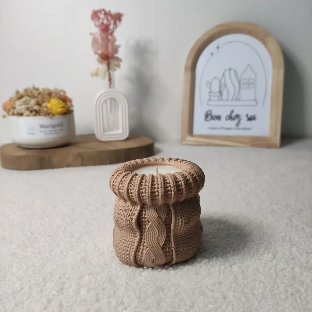 Bougie Chocolat noisettes tricot