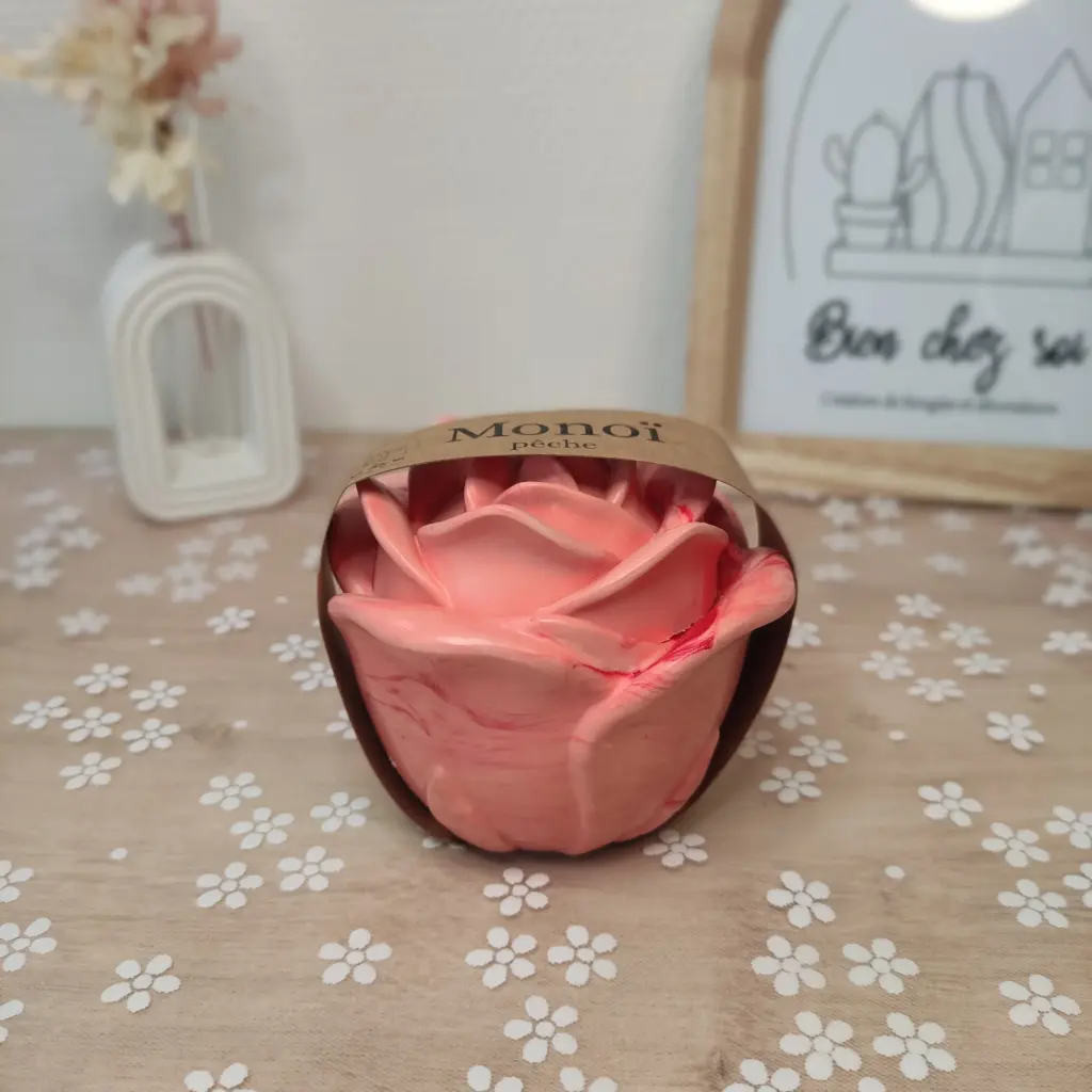 Bougie Centifolia Monoï pêche marbrée