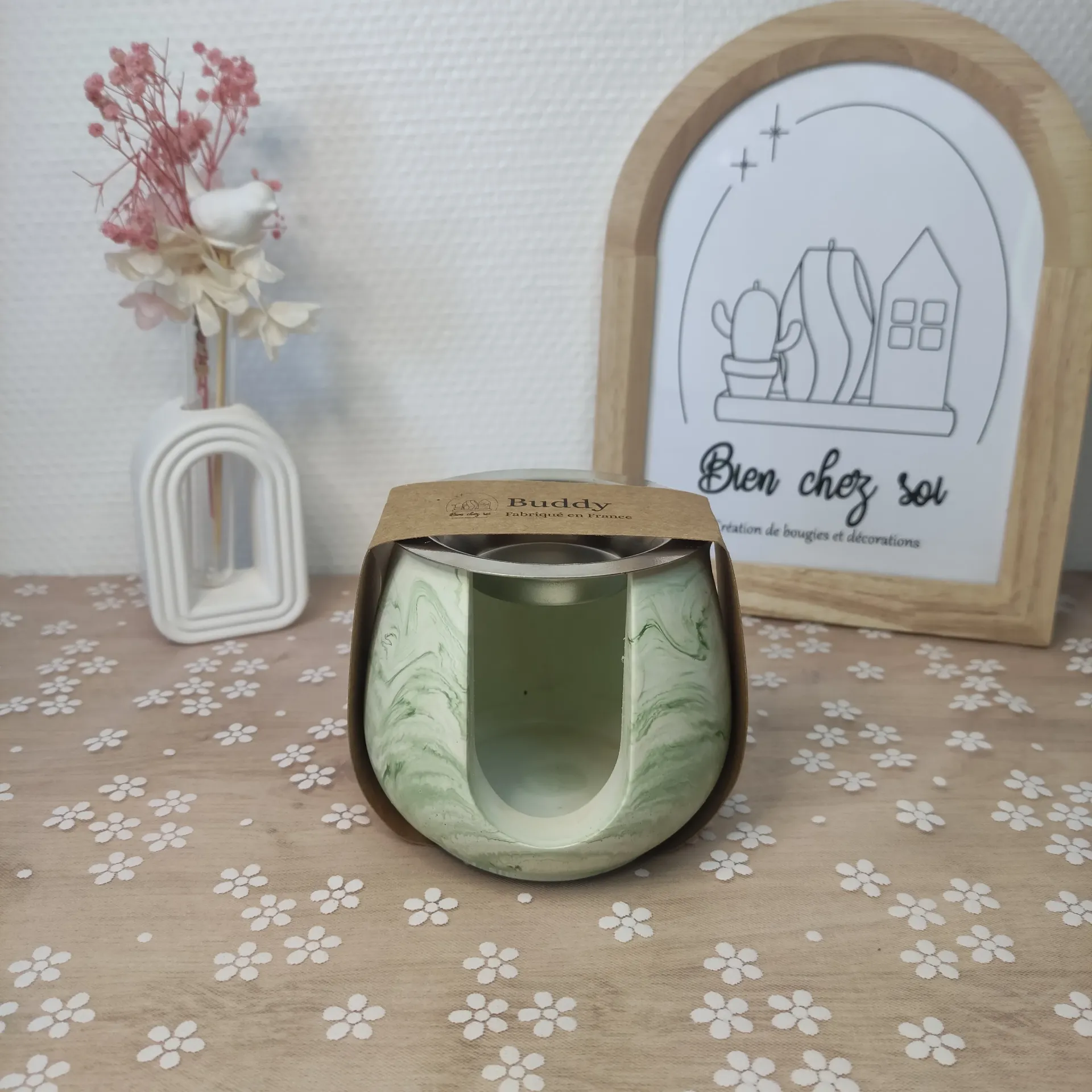 Brûle parfum Buddy vert marbré