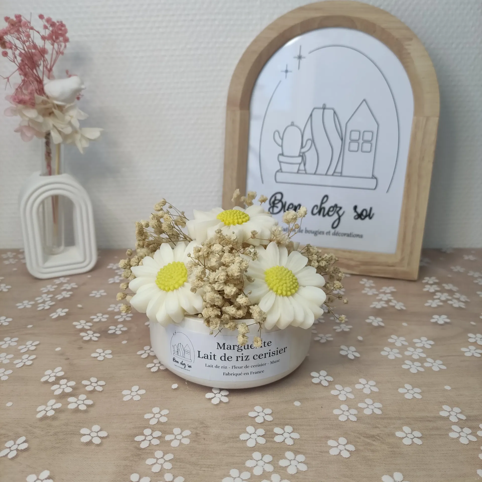 Bougie et fondants Marguerite Lait de riz cerisier