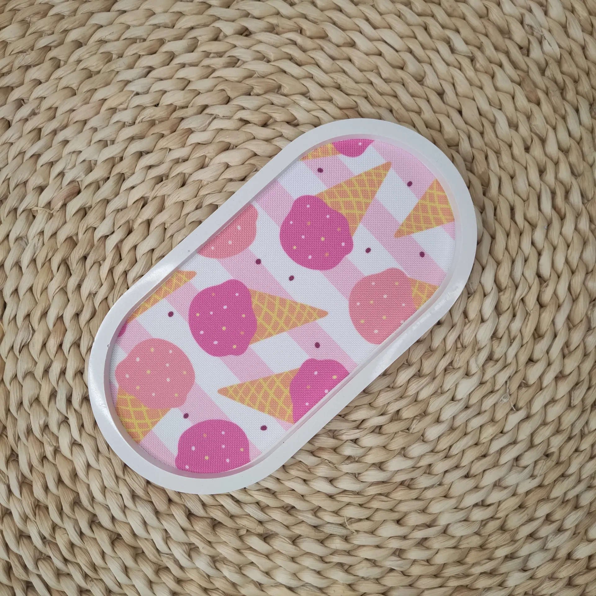 Vide poche Soikea rayé rose/blanc cornet de glace