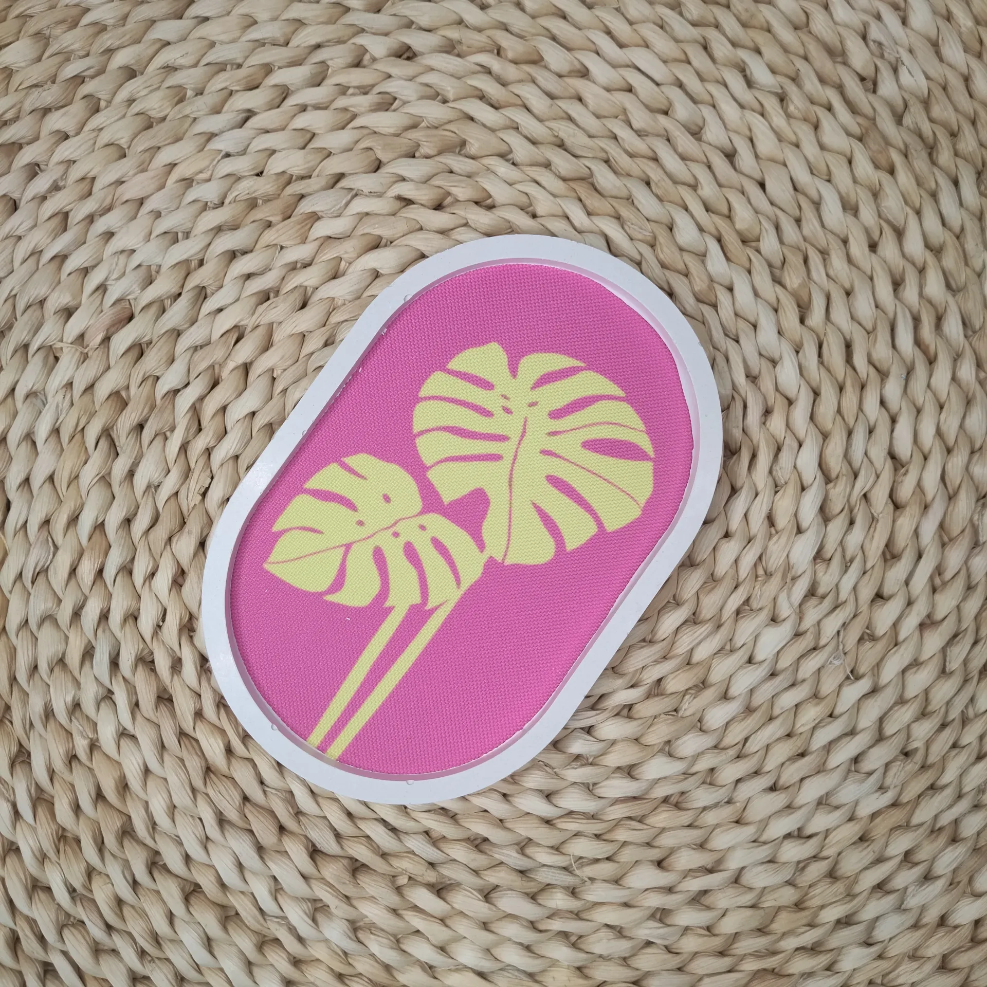 Vide poche Pullea rose monstera jaune
