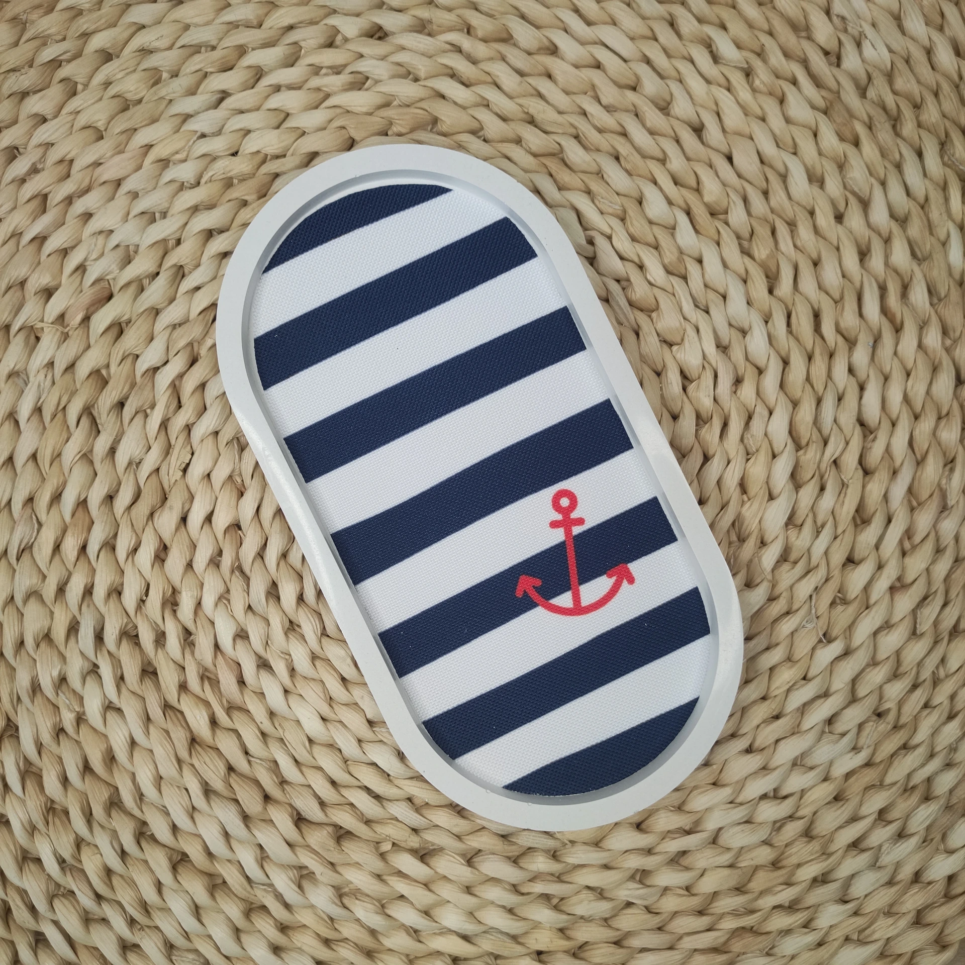 Vide poche Soikea rayé bleu marine/blanc encre rouge