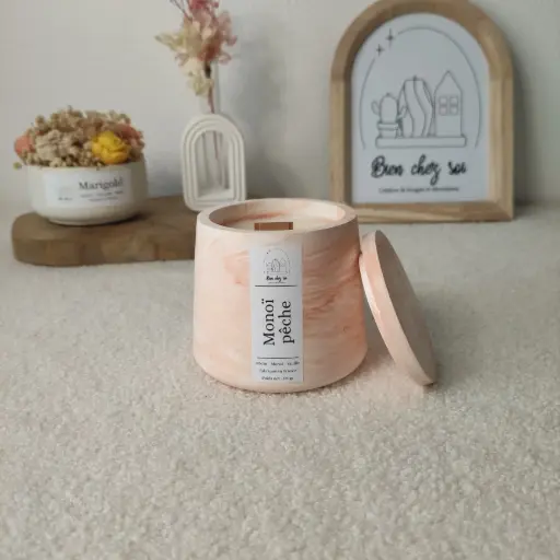 Bougie Monoï pêche marbrée