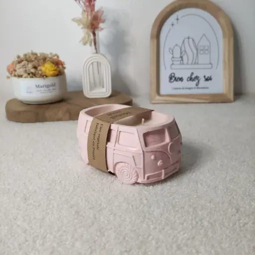 Bougie Van Monoï rosé marbrée