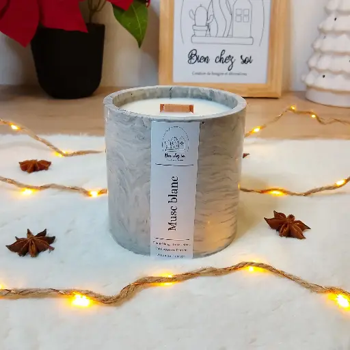 Bougie Musc blanc marbrée